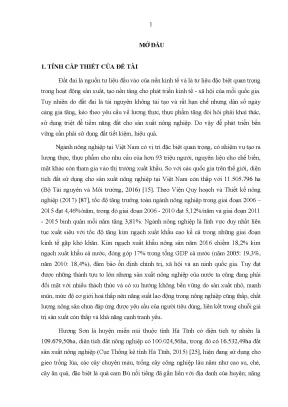 Luận án đánh giá tiềm năng đất đai và định hướng sử dụng đất sản xuất nông nghiệp bền vững huyện hương sơn tỉnh hà tĩnh