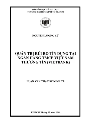 Luận văn thạc sĩ quản trị rủi ro tín dụng tại ngân hàng thương mại cổ phần việt nam thương tín vietinbank
