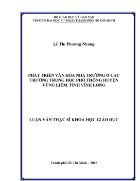 Luận văn thạc sĩ phát triển văn hóa nhà trường ở các trường trung học phổ thông huyện vũng liêm tỉnh vĩnh long