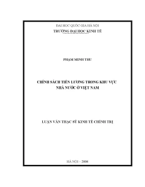 Luận văn thạc sĩ chính sách tiền lương trong khu vực nhà nước ở việt nam