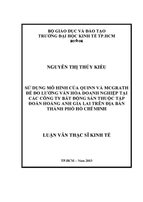 Luận văn thạc sĩ sử dụng mô hình của quinn và mcgrath để đo lường văn hóa doanh nghiệp tại các công ty bất động sản thuộc tập đoàn hoàng anh gia lai trên địa bàn thành phố hồ chí minh luận văn thạc sĩ
