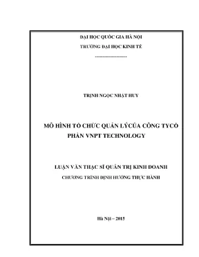 Luận văn thạc sĩ mô hình tổ chức quản lý của công ty cổ phần vnpt technology