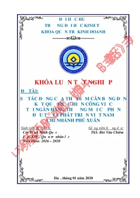 Luận văn tốt nghiệp sự tác động của thẻ điểm cân bằng đến kết quả thực hiện công việc tại ngân hàng thương mại cổ phần đầu tư và phát triển việt nam