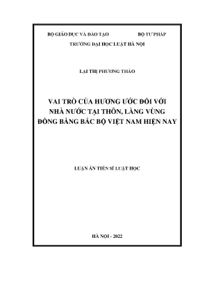 Luận án tiến sĩ vai trò của hương ước đối với quản lý nhà nước tại thôn làng đồng bằng bắc bộ việt nam hiện nay