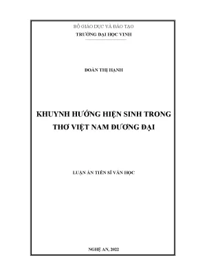 Luận án tiến sĩ khuynh hướng hiện sinh trong thơ việt nam đương đại