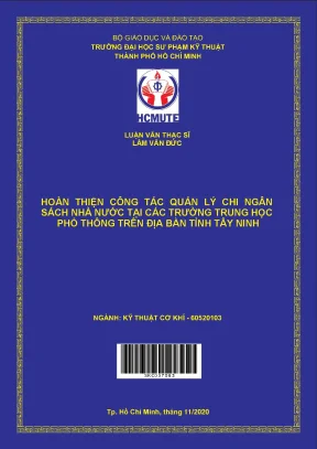 Luận văn thạc sĩ hcmute hoàn thiện công tác quản lý chi ngân sách nhà nước tại các trường trung học phổ thông trên địa bàn tỉnh tây ninh