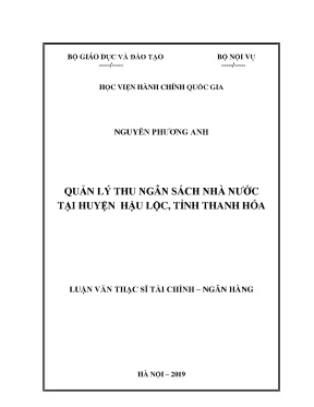 Luận văn thạc sĩ quản lý thu ngân sách nhà nước tại huyện hậu lộc tỉnh thanh hóa