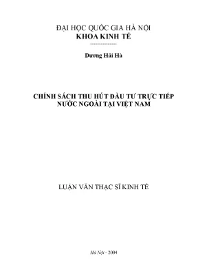 Luận văn thạc sĩ chính sách thu hút đầu tư trực tiếp nước ngoài tại việt nam