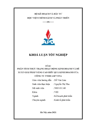 Luận văn tốt nghiệp phân tích thực trạng hoạt động kinh doanh và đề xuất giải pháp nâng cao hiệu quả kinh doanh của công ty tnhh asp vina