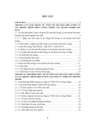 Luận văn tốt nghiệp kế toán tiền lương và các khoản trích theo lương tại công ty trách nhiệm hữu hạn tân trường thành