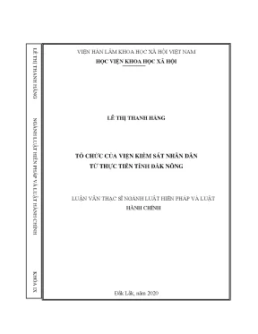 Luận văn thạc sĩ tổ chức của viện kiểm sát nhân dân từ thực tiễn tỉnh đắk nông