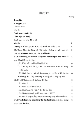 Luận án nghiên cứu loại hình câu lạc bộ thể dục thể thao hoạt động có hiệu quả phù hợp với tổ chức trung tâm giáo dục thể chất và thể thao đại học quốc gia hà nội