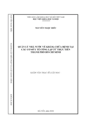 Luận án tiến sĩ quản lý nhà nước về khám chữa bệnh tại các cơ sở y tế công lập từ thực tiễn thành phố hồ chí minh