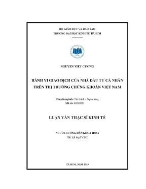 Luận văn thạc sĩ hành vi giao dịch của nhà đầu tư cá nhân trên thị trường chứng khoán việt nam luận văn thạc sĩ