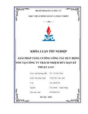 Luận văn tốt nghiệp giải pháp tăng cường công tác huy động vốn tại công ty trách nhiệm hữu hạn kỹ thuật a s c 11