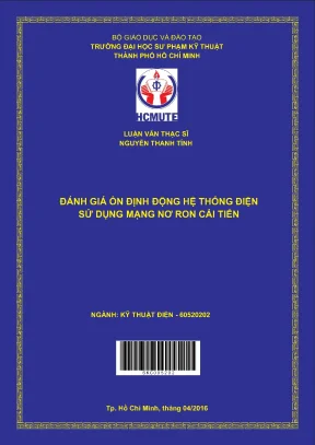 Luận văn thạc sĩ hcmute đánh giá ổn định hệ thống điện sử dụng mạng nơron cải tiến