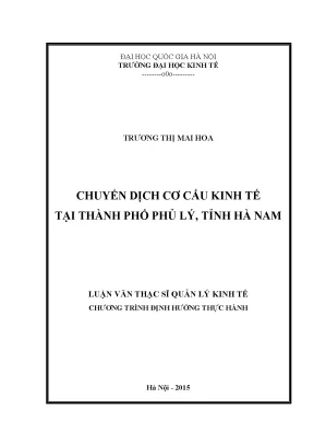 Luận văn thạc sĩ chuyển dịch cơ cấu kinh tế tại thành phố phủ lý tỉnh hà nam