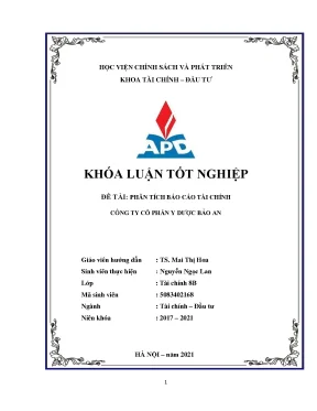 Luận văn tốt nghiệp phân tích tình hình tài chính của công ty cổ phần y dược bảo an
