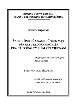 Luận văn thạc sĩ ảnh hưởng của nắm giữ tiền mặt đến giá trị doanh nghiệp của các công ty niêm yết việt nam