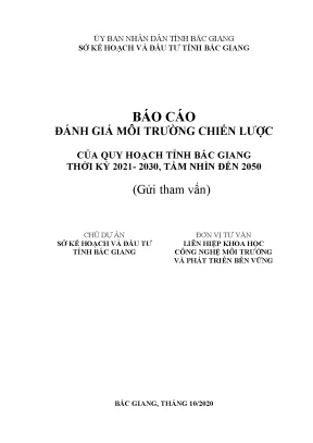 Luận án tiến sĩ báo cáo đánh giá môi trường chiến lược của quy hoạch tỉnh bắc giang thời kỳ 2021 2030 tầm nhìn đến 2050