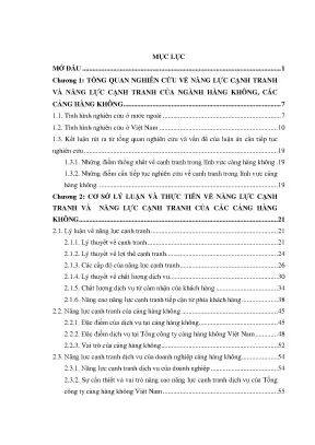 Luận án nâng cao năng lực cạnh tranh của tổng công ty cảng hàng không việt nam đến năm 2030