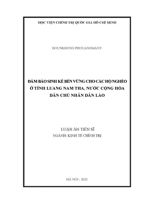 Luận án tiến sĩ đảm bảo sinh kế bền vững cho các hộ nghèo ở tỉnh luang nam tha nước cộng hòa dân chủ nhân dân lào