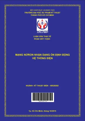 Luận văn thạc sĩ hcmute mạng nơron nhận dạng ổn định động hệ thống điện