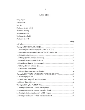 Luận án đánh giá độc tính của 3 monocloro propan 1 2 diol 3 mcpd trên gan máu và thần kinh của chuột nhắt
