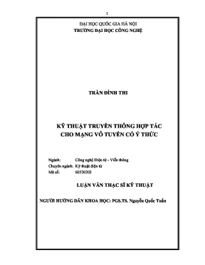 Luận văn thạc sĩ kỹ thuật truyền thông hợp tác cho mạng vô tuyến có ý thức
