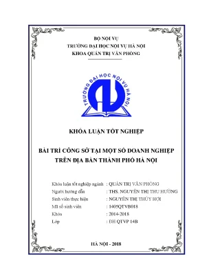 Luận văn tốt nghiệp bài trí công sở tại một số doanh nghiệp trên địa bàn thành phố hà nội