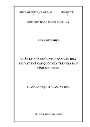 Luận văn thạc sĩ quản lý nhà nước về di sản văn hóa phi vật thể cấp quốc gia trên địa bàn tỉnh bình định