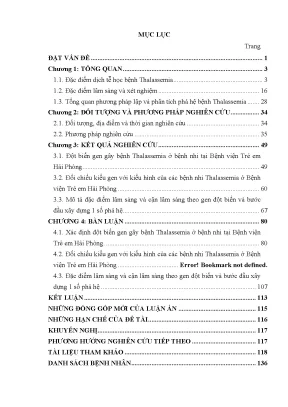 Luận án phát hiện một số đột biến gen và đối chiếu kiểu gen với kiểu hình của bệnh nhi thalassemia tại bệnh viện trẻ em hải phòng