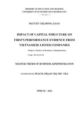 Luận văn thạc sĩ impact of capital structure on firms performance evidence from vietnamese listed companies