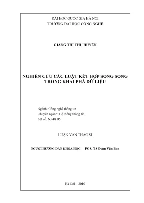 Luận văn thạc sĩ nghiên cứu các luật kết hợp song song trong khai phá dữ liệu