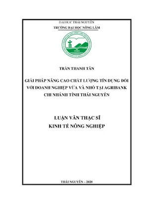 Luận văn tốt nghiệp giải pháp nâng cao chất lượng tín dụng đối với doanh nghiệp vừa và nhỏ tại agribank chi nhánh tỉnh thái nguyên