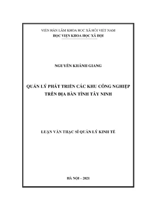Luận văn thạc sĩ quản lý phát triển các khu công nghiệp trên địa bàn tỉnh tây ninh