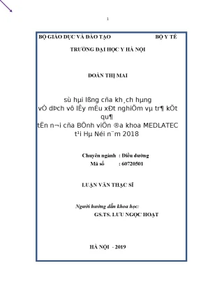 Luận văn thạc sĩ sự hài lòng của khách hàng về dịch vụ lấy mẫu xét nghiệm và trả kết quả tận nơi của bệnh viện đa khoa medlatec tại hà nội năm 2018