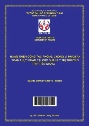 Luận văn thạc sĩ hcmute hoàn thiện công tác phòng chống vi phạm an toàn thực phẩm tại cục quản lý thị trường tỉnh tiền giang