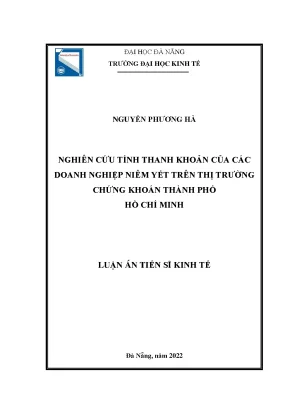 Luận án tiến sĩ nghiên cứu tính thanh khoản của các doanh nghiệp niêm yết trên thị trường chứng khoán thành phố hồ chí minh