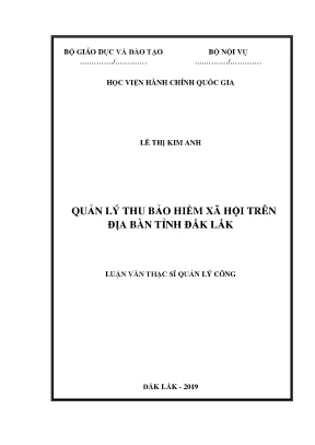 Luận văn thạc sĩ quản lý thu bảo hiểm xã hội trên địa bàn tỉnh đắk lắk