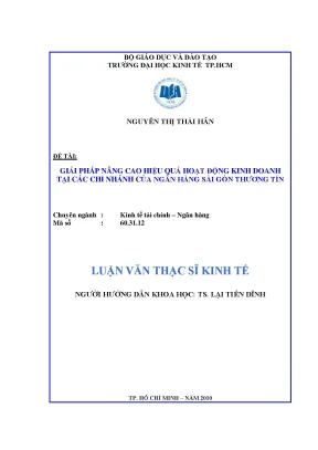 Luận văn thạc sĩ giải pháp nâng cao hiệu quả hoạt động kinh doanh tại các chi nhánh của ngân hàng sài gòn thương tín luận văn thạc sĩ