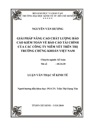 Luận văn thạc sĩ gỉải pháp nâng cao chất lượng báo cáo kiểm toán về báo cáo tài chính của các công ty niêm yết trên thị trường chứng khoán việt nam luận văn thạc sĩ