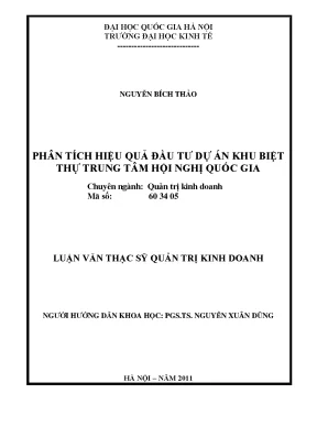 Luận văn thạc sĩ phân tích hiệu quả dự án đầu tư khu biệt thự trung tâm hội nghị quốc gia