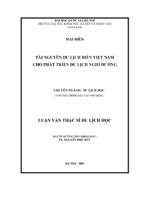 Luận văn thạc sĩ tài nguyên du lịch biển việt nam cho phát triển du lịch nghỉ dưỡng