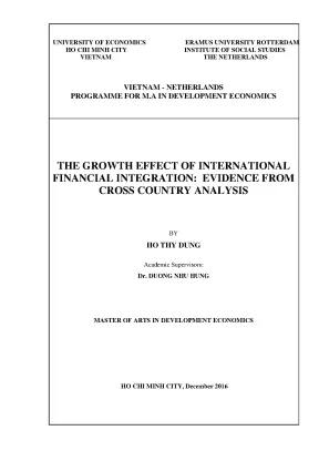 Luận văn thạc sĩ the growth effect of international financial integration evidence from cross country analysis