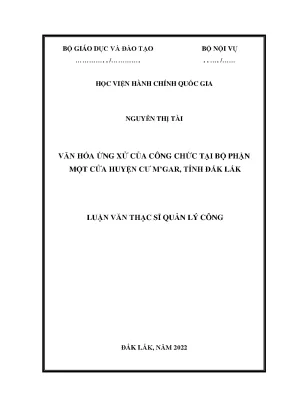 Luận văn thạc sĩ văn hóa ứng xử của công chức tại bộ phận một cửa huyện cư mgar tỉnh đắk lắk