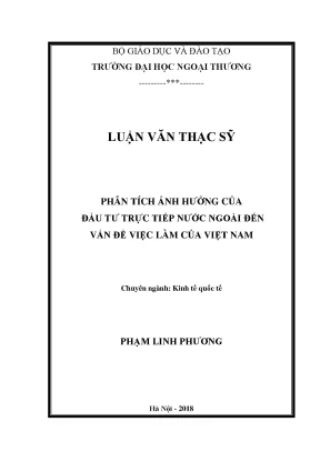 Luận văn thạc sĩ phân tích ảnh hưởng của đầu tƣ trực tiếp nƣớc ngoài đến vấn đề việc làm của việt nam