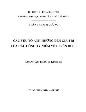 Luận văn thạc sĩ các yếu tố ảnh hưởng đến giá trị của các công ty niêm yết trên hose luận văn thạc sĩ