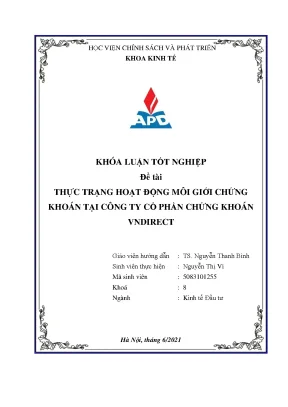 Luận văn tốt nghiệp thực trạng hoạt động môi giới chứng khoán tại công ty cổ phần chứng khoán vndirect