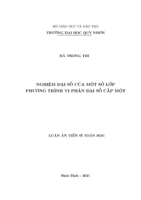 Luận án tiến sĩ nghiệm đại số của một số lớp phương trình vi phân đại số cấp một